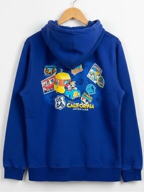 Vintage DCA Disneyland California Adventure Hoodie Zip Up Size Medium Blue Y2K